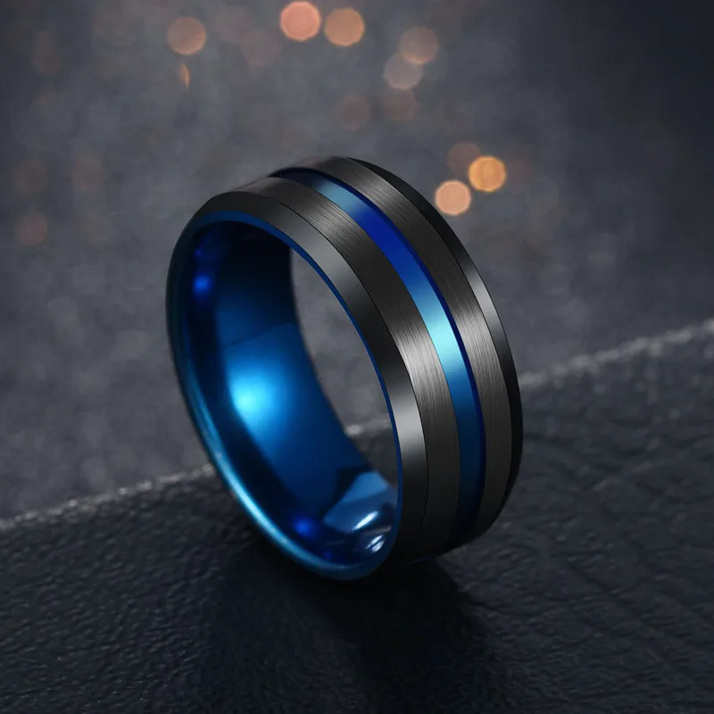 Горячая Распродажа обручальные кольца черный синий новые модные панк из нержавеющей стали кольца для мужчин Шарм мужские ювелирные изделия дропшиппинг вечерние подарок
