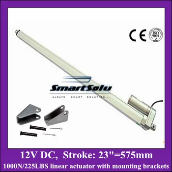 

Electric linear actuator with mounting brackets, 23inch/ 575mm stroke 12v linear actuator with max load 1000N/225LBS/100KGS