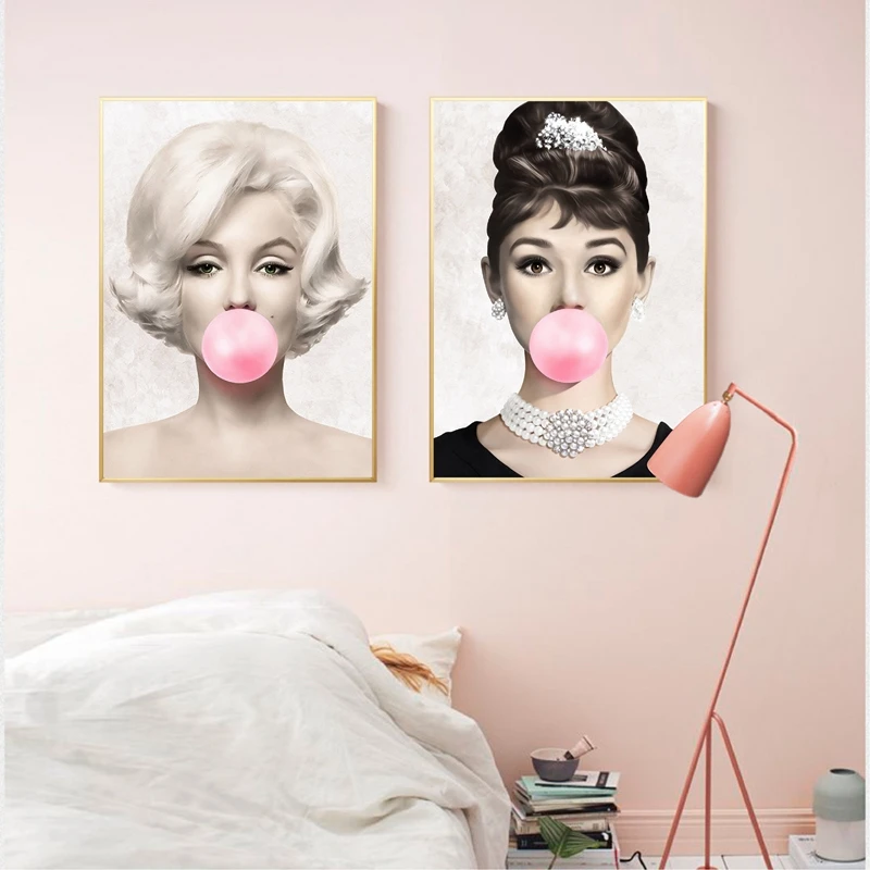 Marilyn Monroe Bubble Gum Print Living Room Decor_