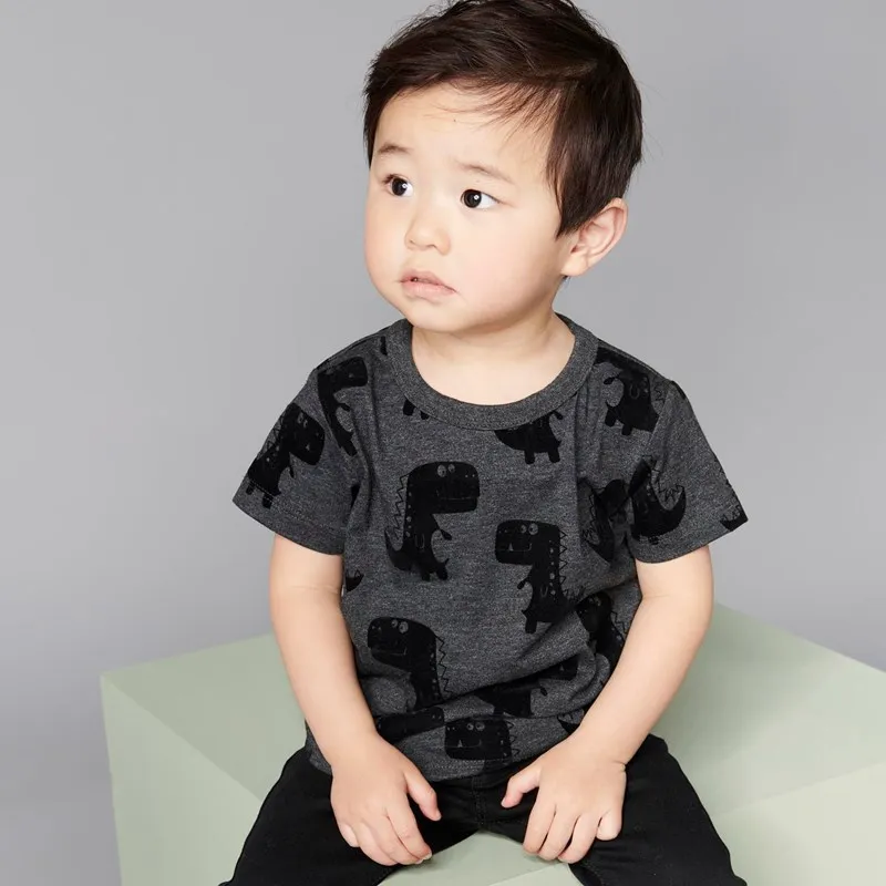 

Boys Summer Tops & Tees 2020 Boy Cotton Summer Clothes Cotton Children T-shirts Animals Pattern Children Appliques Clothes