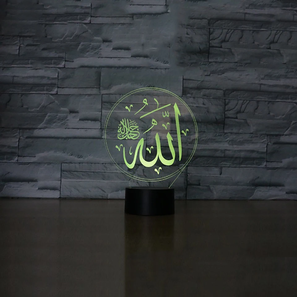 7 colores cambio Lampara Muhammad islámico Nightlight 3D acrílico llevó Mesa lámpara de escritorio Usb niños Bedside iluminación de sueño decoración regalos