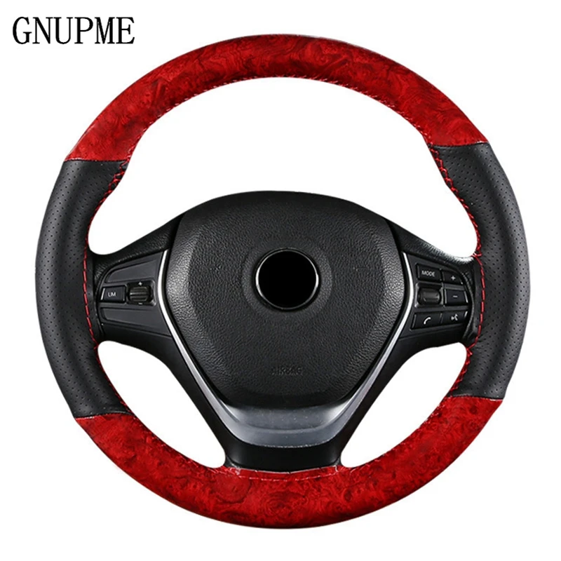 

GNUPME DIY Car Steering Wheel Covers Anti-slip Soft Fiber Leather braid on the steering-wheel of Car Protector Stitching color