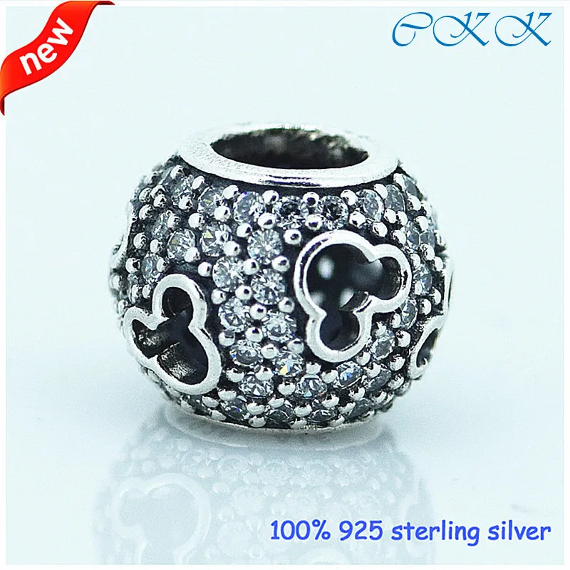 

Beads 100% 925 Sterling Silver Mickey Silhouettes Charm Beads for Jewelry Making Fit Bracelets DIY YL115