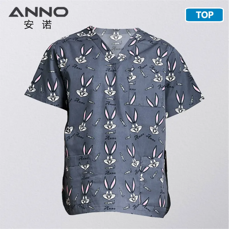 ANNO, 15 цветов, 5XL, Мультяшные медицинские скрабы, набор, униформа для кормления, медицинская одежда, стоматологические клинические скрабы для кормления, женская, мужская одежда - Цвет: HuiSeTu-Top