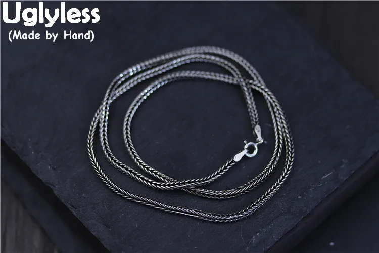 

Uglyless Real S925 Sterling Silver Snake Chains Necklaces without Pendants Unisex Black Thai Silver Accessories Jewelry Handmade