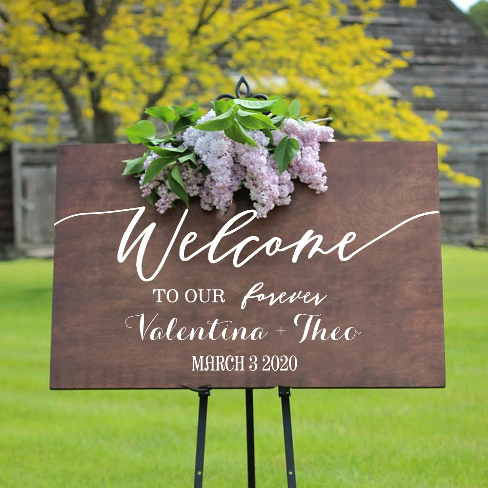 Custom Name Date Wedding Welcome Marriage Party Wall Decal Dance Floor Personalized Wedding Name Date Wall Sticker Vinyl Decor (1)