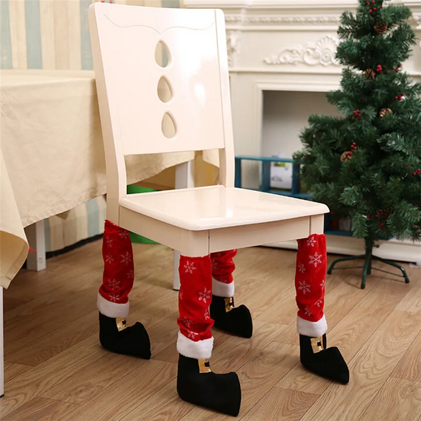 Lovely Pet 1PC Hat Chair Covers Xmas Snow Boots For Home Dinner Christmas Decor Drop