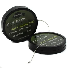 2 шт. леска для ловли карпа с мягким крюком, леска для ловли карпа без покрытия, леска для волос 15IB 25IB 35IB, грубая Рыболовная Снасть для карпа