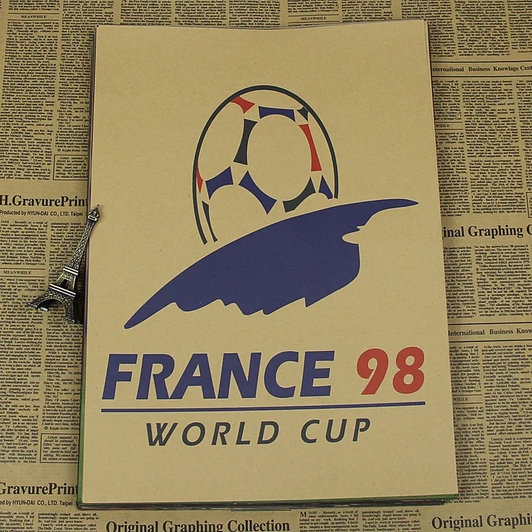 

Large Vintage "1998 World Cup in France" Poster Home Decoration Detailed Antique Poster Wall Chart Retro Matte Kraft Paper
