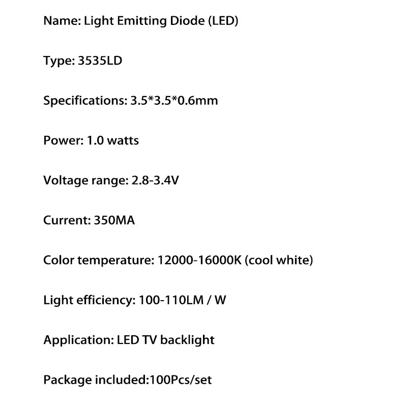 100 шт./лот Оригинальный светодиодный высокой мощности led 3535 3 v 350ma лампы Бусы Холодный белый для ремонта led lcd tv подсветка бар Лидер продаж