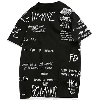 

New Half Sleeve Pure Cotton Black Round Collar Casual Loose Leisure Summer Big Code Male T-shirt Printed Character Size 2XL-7XL