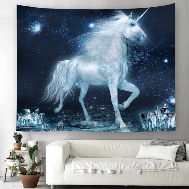 Personalized Unicorn Tapestry Psychedelic Colorful Tapestries Wall Hanging Printed Home