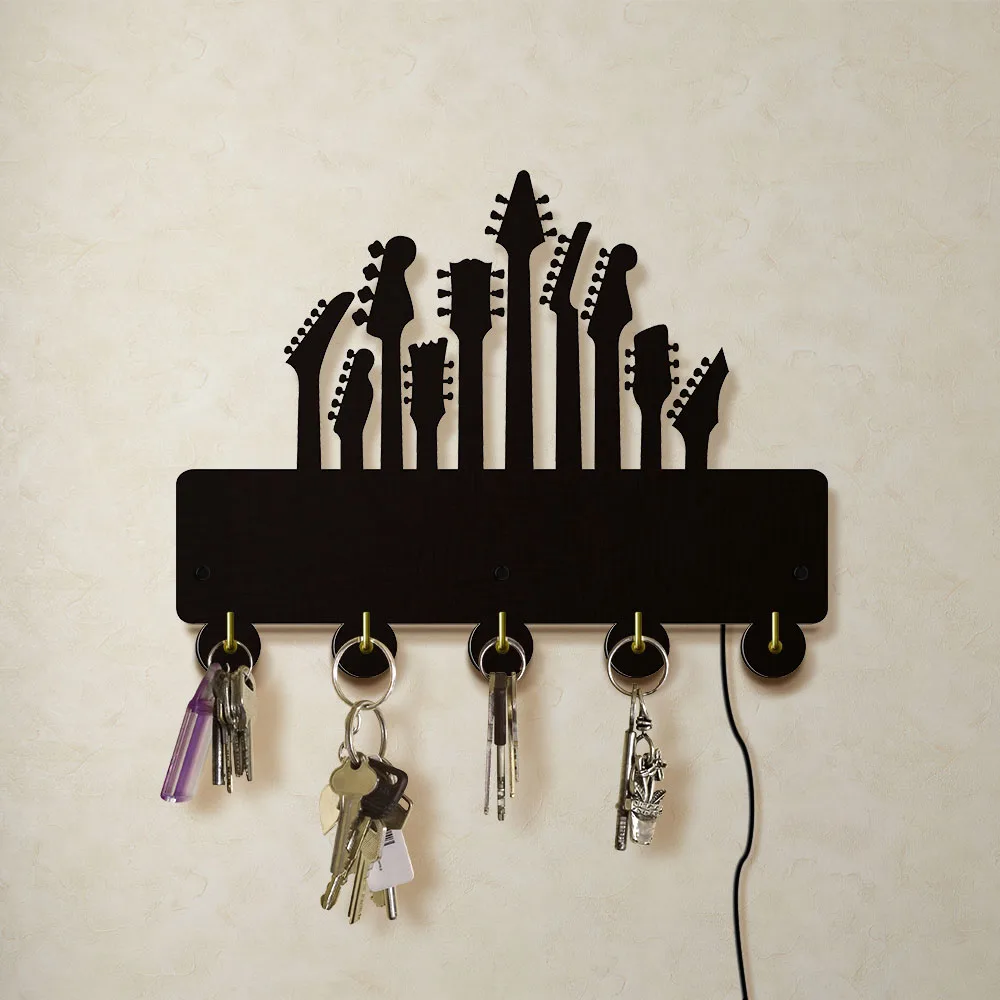 Гитарные бытовые настенные крючки для лампы, музыкальные инструменты, многофункциональные настенные сумки, крючок для одежды, держатель для ключей, домашний декор, ключница