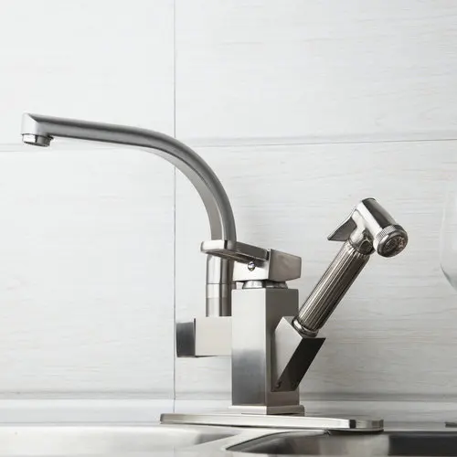 Brushed Nickel Pull Out Down Swivel 360 Cover Plate Hose 923485720 Deck Kitchen Sink Faucet Torneira