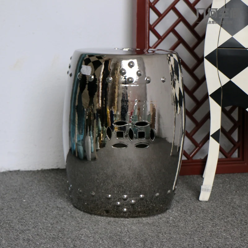 Цзиндэчжэнь высокая температура сгорел Серебряный Глазурованный фарфор керамический Сад Табурет-барабан