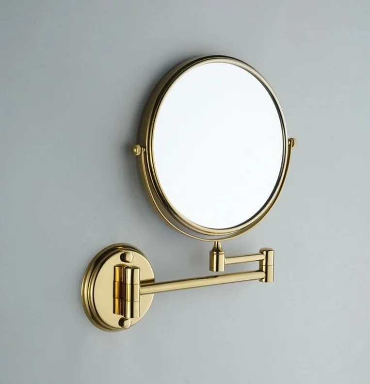 

8 Inch Gold Round Wall Mirror Vanity Mirror Cosmetic Mirror Double-sided 1X3X magnifying mirror Free Shipping