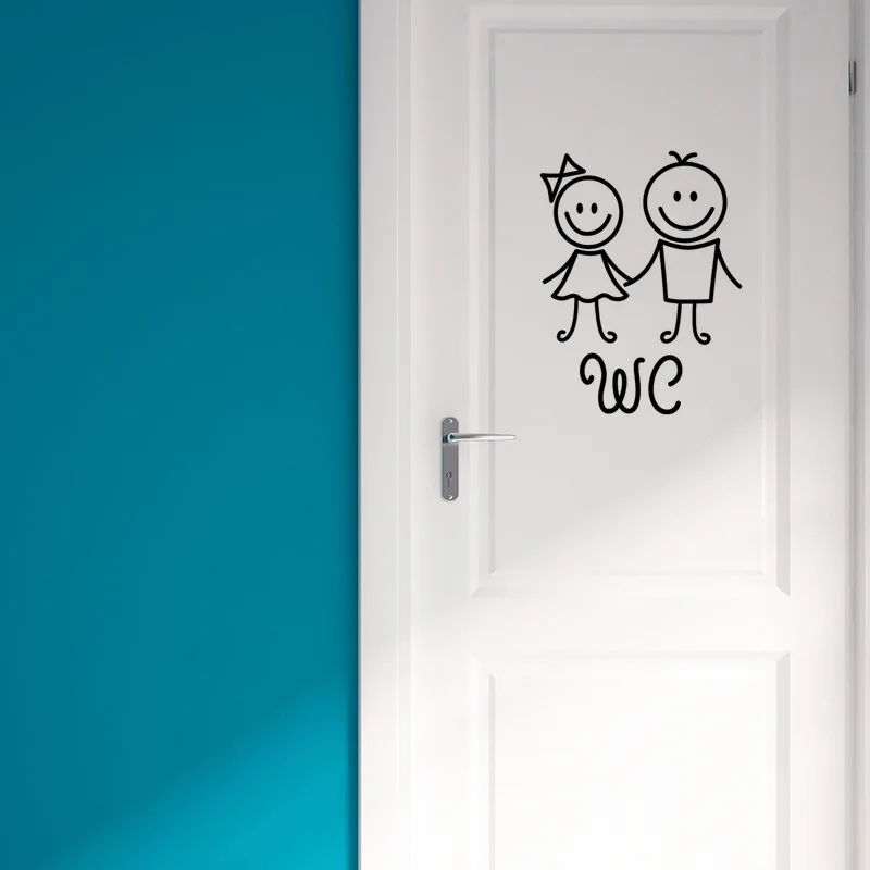 Cartoon Men And Women WC Wall Sticker For Bathroom Decoration Vinyl Home Decals Waterproof Poster Door Stickers Toilet Sign wall stickers toilet stickers