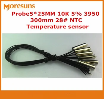 

20pcs NTC Thermistor Cylinder Probe 5*25MM 10K 5% 3950 300mm 28# Doubling Wire NTC Temperature Sensor Custom Probe NTC Sensor