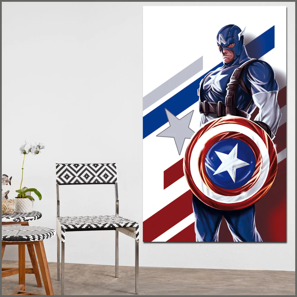 Large Size Oil Painting Heroes comics Captain America Wall Art Canvas