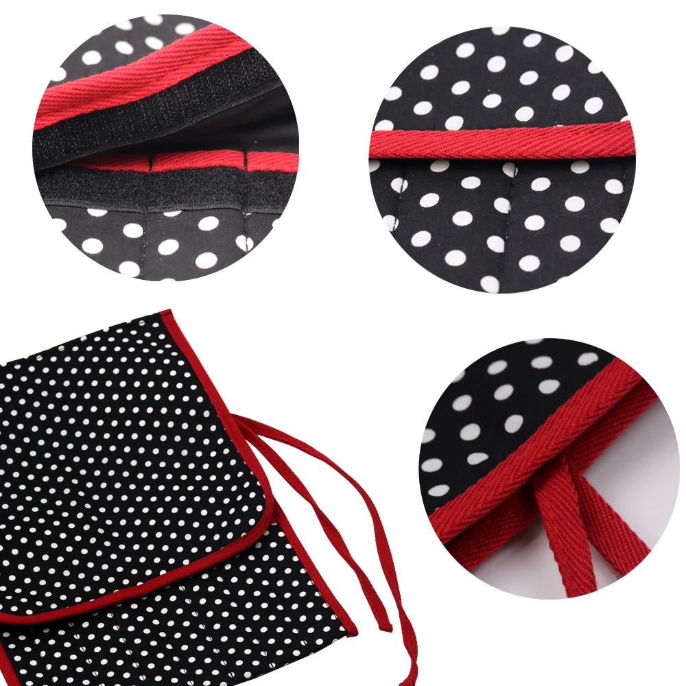 8 решетчатых черных тканевых вязальных игл в горошек, сумка для хранения большого размера, швейные крючки для вязания крючком, сумка для ручного плетения, сумка из пряжи