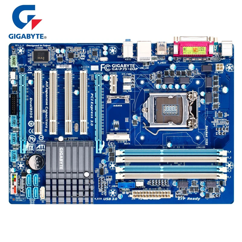 Gigabyte GA P75 D3P Original Motherboard rev.1.0 LGA 1155 DDR3 USB2.0 USB3.0 SATA3 P75 D3 32GB