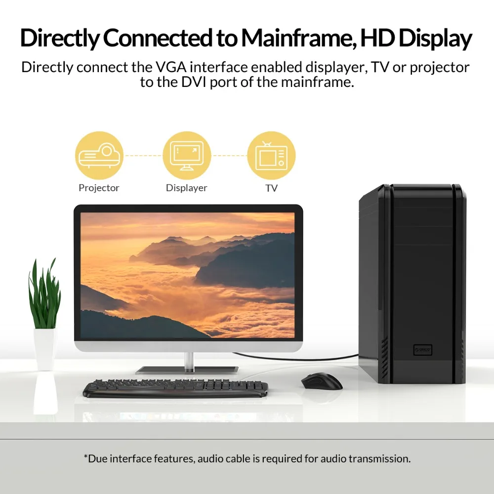 Настольный дисплей ORICO DVI в VGA 1080P 60 Гц видео 1/2/3/5 м расширение кабель Мама папа для