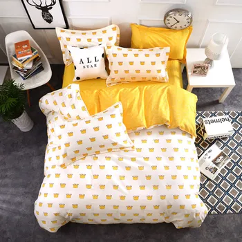 

Crown Pattern Printed Home Textile Printed Bedding Set Bed Cover Bed Sheet Duvet Cover Pillowcase Bed Linen Bedclothes Queen