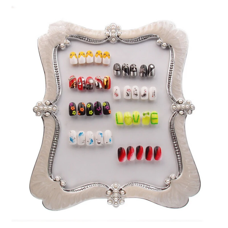 

Professional Nail Gel Polish Display Holder With Pearl Border Decoration High Grade Work Show Board Model Free Shipping