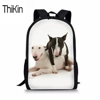 

THIKIN Bull Terrier School Bags for Girls Boys Teenages Schoolbag Cute Dog Printing Leiture Women Satchel Mochila Escolar 2020