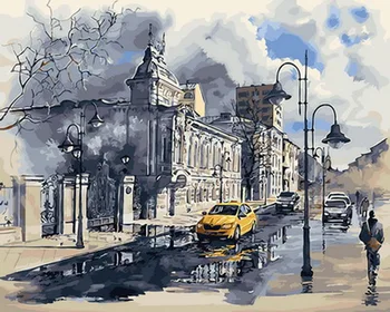 

Frameless oil painting by numbers paint by number for home decor oil picture painting 5065cm street with cloud