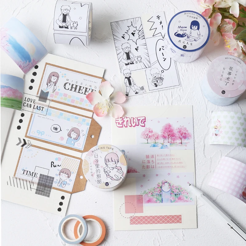 

Cute Happy Life Series Masking Washi Tape Decorative Adhesive Tape Diy Scrapbooking Sticker Label Memo Pad Stationery