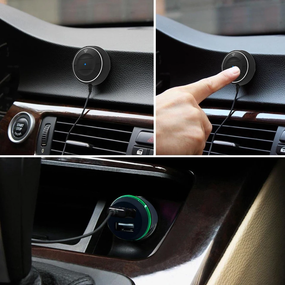 Горячая Распродажа 3,5 мм Bluetooth 4,0 HandsFree стерео автомобильный NFC AUX комплект музыка Aux Громкая связь автомобильный комплект с 2.1A двойной USB Автомобильное зарядное устройство