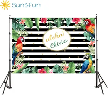 

Sunsfun Camera Photography Tropical Jungle Birthday Background Flamingo Flower Colorful Party Photo Backdrop For a Photo Shoot