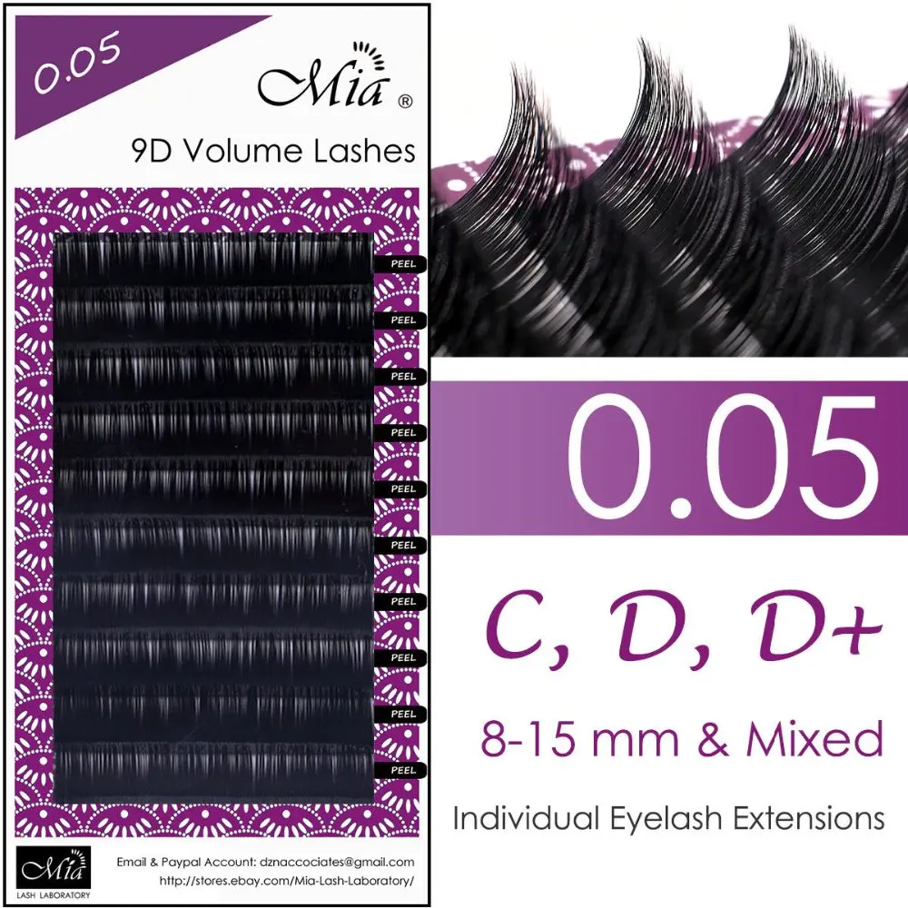 

[9D 0.05 C/D/DD/D+] Mia 9D Russia Volume Lashes 0.05 Super Soft Individual Eyelash Extensions