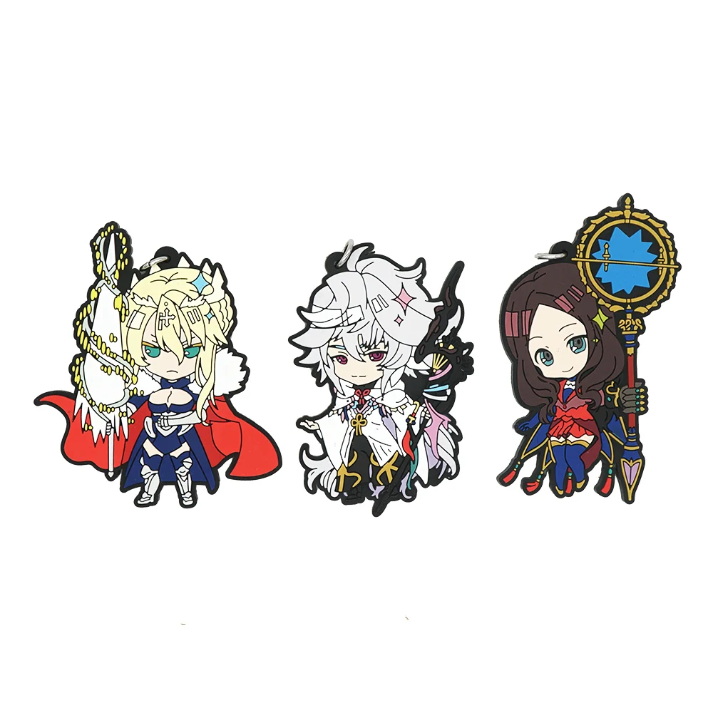

Fate Grand Order Apocrypha Anime FGO Saber Merlin Leonardo da Vinci Strap Rubber Keychain