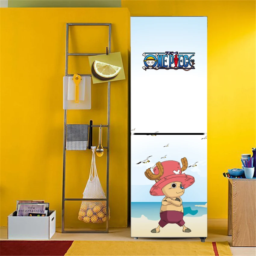 Цена ONE PIECE с Книги по искусству Ун Книги по искусству Home Decor Клей ПВХ Съемный Водонепроницаемый наклейки холодильник крышка двери DIY настенные на...