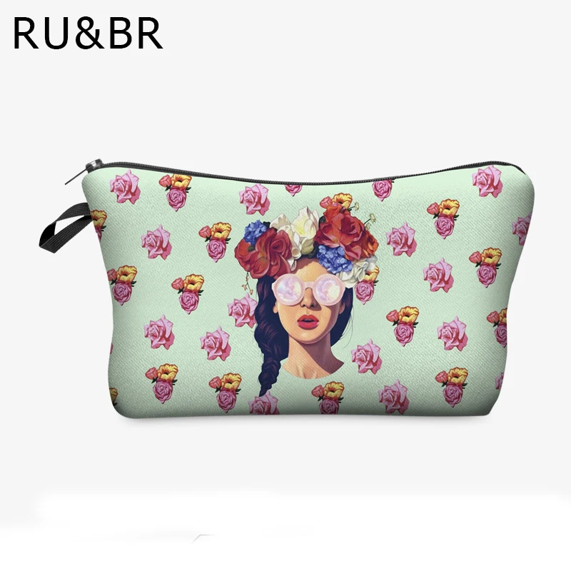 

RU&BR 3D Printing Makeup Bags With Multicolor Pattern Cute Cosmetics Pouchs For Travel Ladies Pouch Women Cosmetic Bags