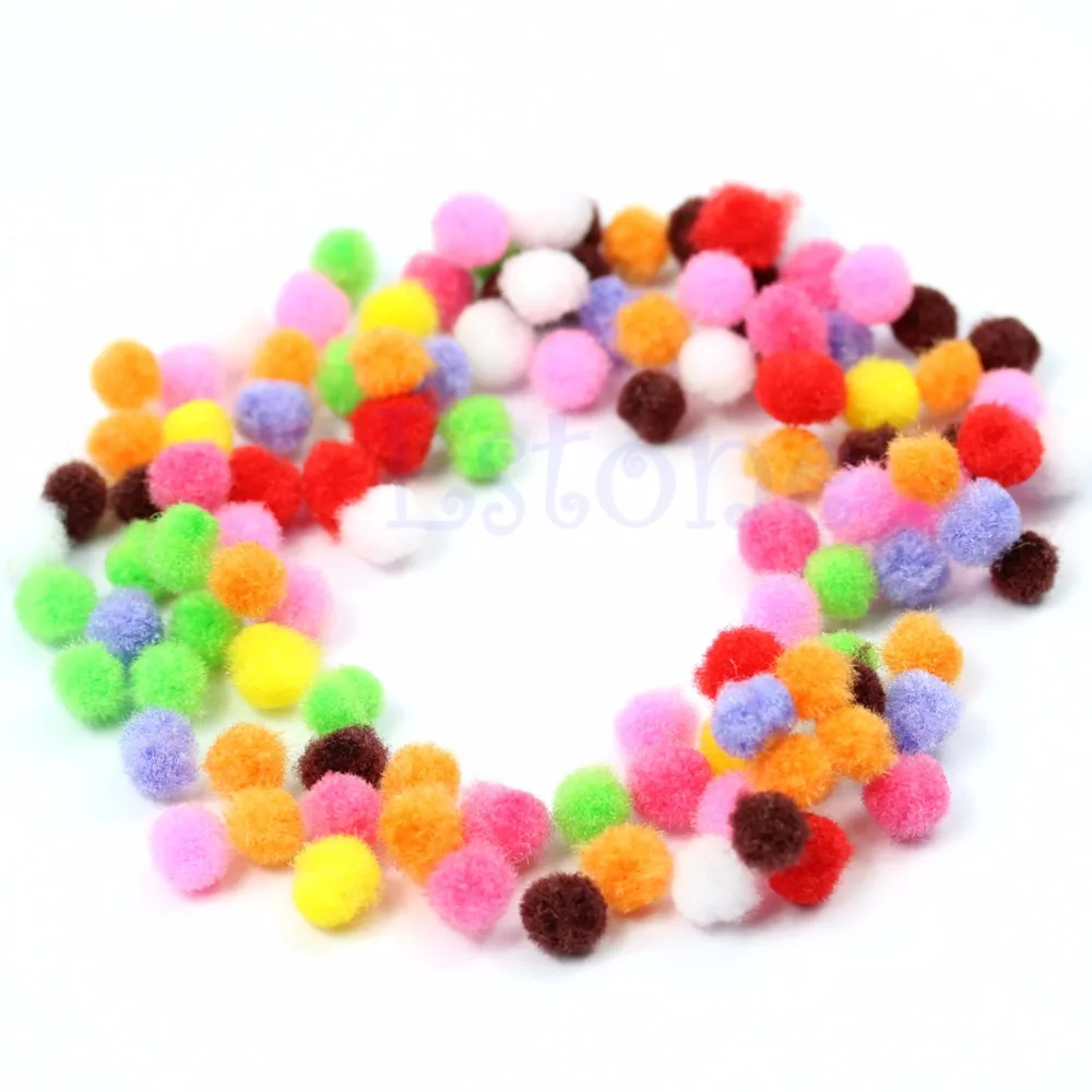 

100pcs Assorted 8mm Mixed Color Soft Fluffy Pom Poms Pompoms Hot