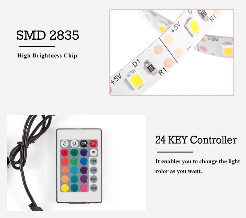 5 в USB кабель Светодиодная лента светильник ТВ фон светильник ing 1 м 2 м 3 м 4 м 5 м светодиодный SMD2835 светильник RGB Теплый Холодный белый настольный экран