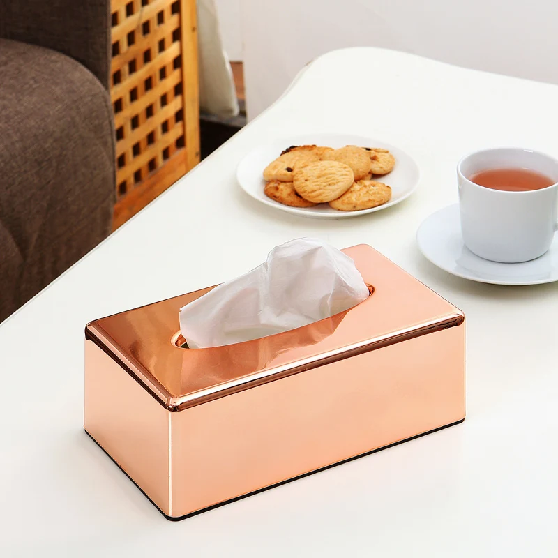 

Creative Paper Rack Tissue Box Home Decor Royal Rose Gold Car Home Napkin Holder Box Tissue Box Container Towel Napkin 6ZJ061