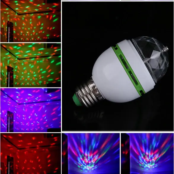 

Hot Sale!!! E27 3W Colorful Auto Rotating RGB LED Bulb Stage Light Party Lamp Disco