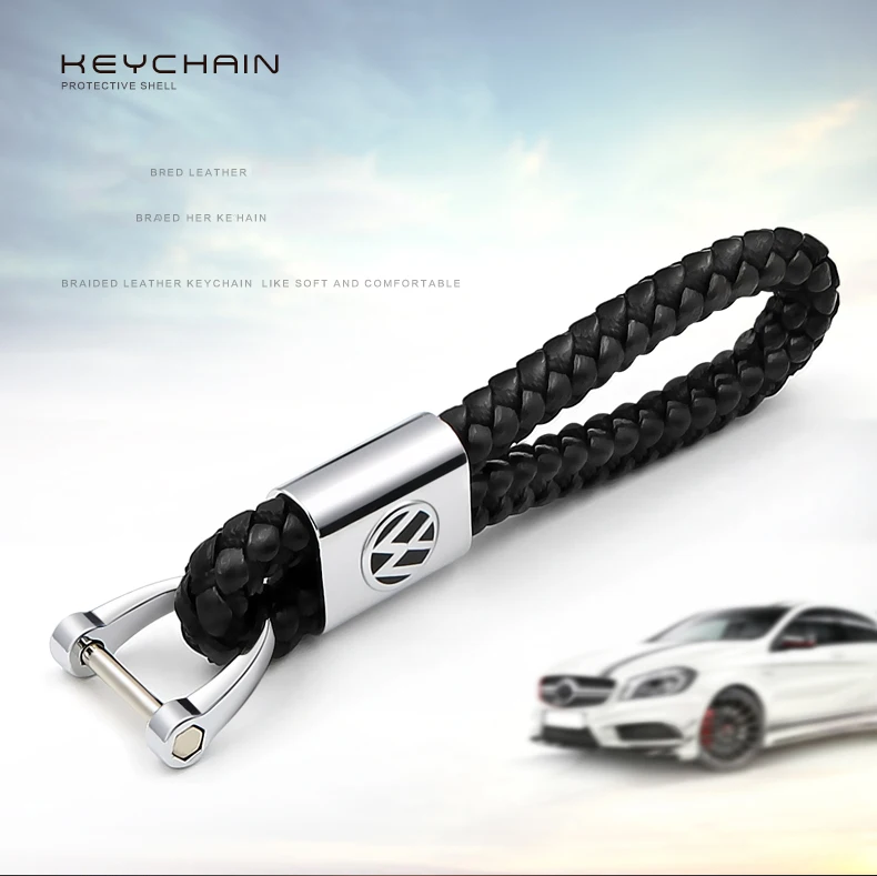 

Genuine Leather Car Logo Keychain Volkswagen Key Chain Key Ring Metal Alloy BV Calf Style Leather Gift Decoration Accessories