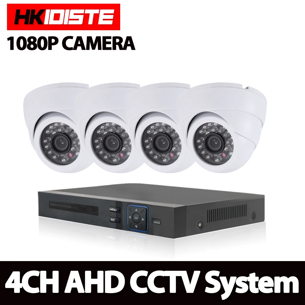 Система видеонаблюдения Hotting Full 4CH 1080P AHD Kit DVR NVR 4PCS 2.0mp 3000TVL HD Camera P2P Cloud Service CCTV System