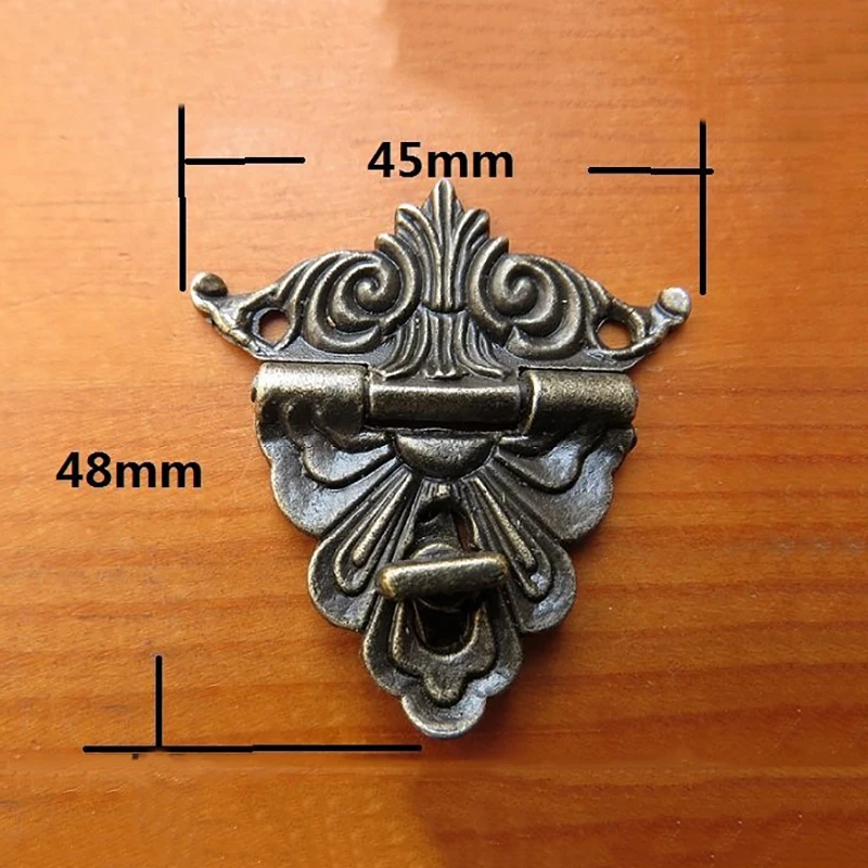 Latch Verrouillage En Laiton 48 * 45mm Alloy Toolbox Case Padlock Hasp Antique Wooden Wine Box Lock Clasp Buckle Trumpet