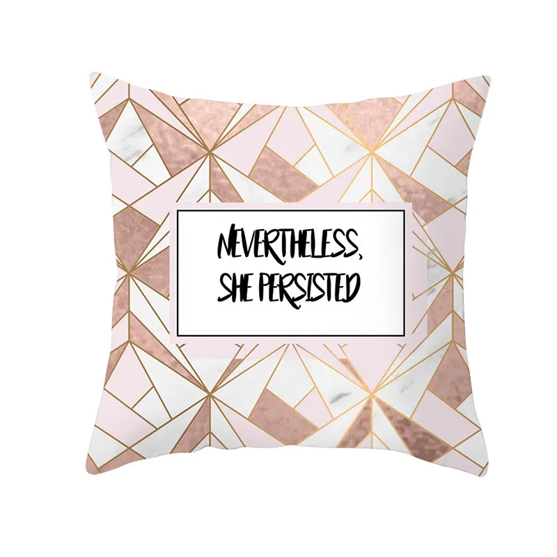 Modern Concise Pillow Cover Case Office Cushion Set Pink Colour Geometry Printing Decoration Home Furnishing Articles