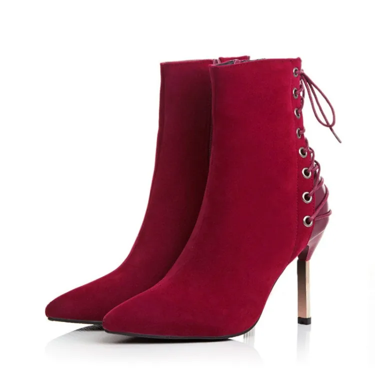 

Big Size 9 10 11 12 boots women shoes ankle boots for women ladies boots After splicing cross tie side zipper livid