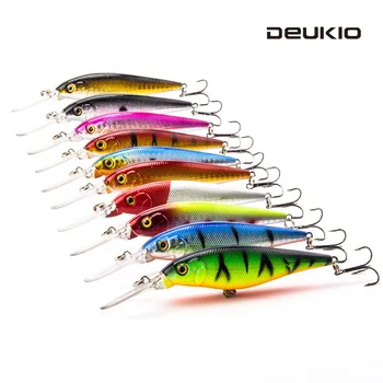 

10pcs/lot DEUKIO Fishing LuresFloating Minnow 4 Hook Wobble Hard Bait Pesca Carp Crankbait Fishing Tackle 10 Colors Available