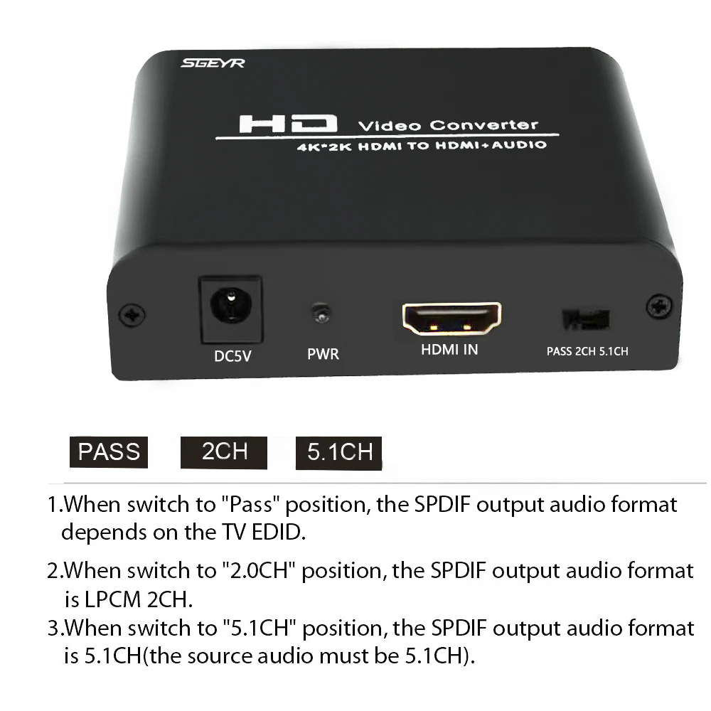 Преобразователь SGEYR HDMI в преобразователь оптический TOSLINK SPDIF + с 3 5 мм стерео аудио