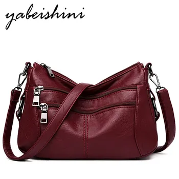 

Women's leather shoulder bag double zipper lady bag over shoulder luxury handbags women bags designer Crossbody bag sac a main