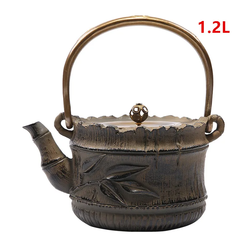 

Cast Iron Tea Pot Set Japanese Teapot Tetsubin Kettle Drinkware KungFu Tools Tea Kettle 1.2L Teaware-Y0095